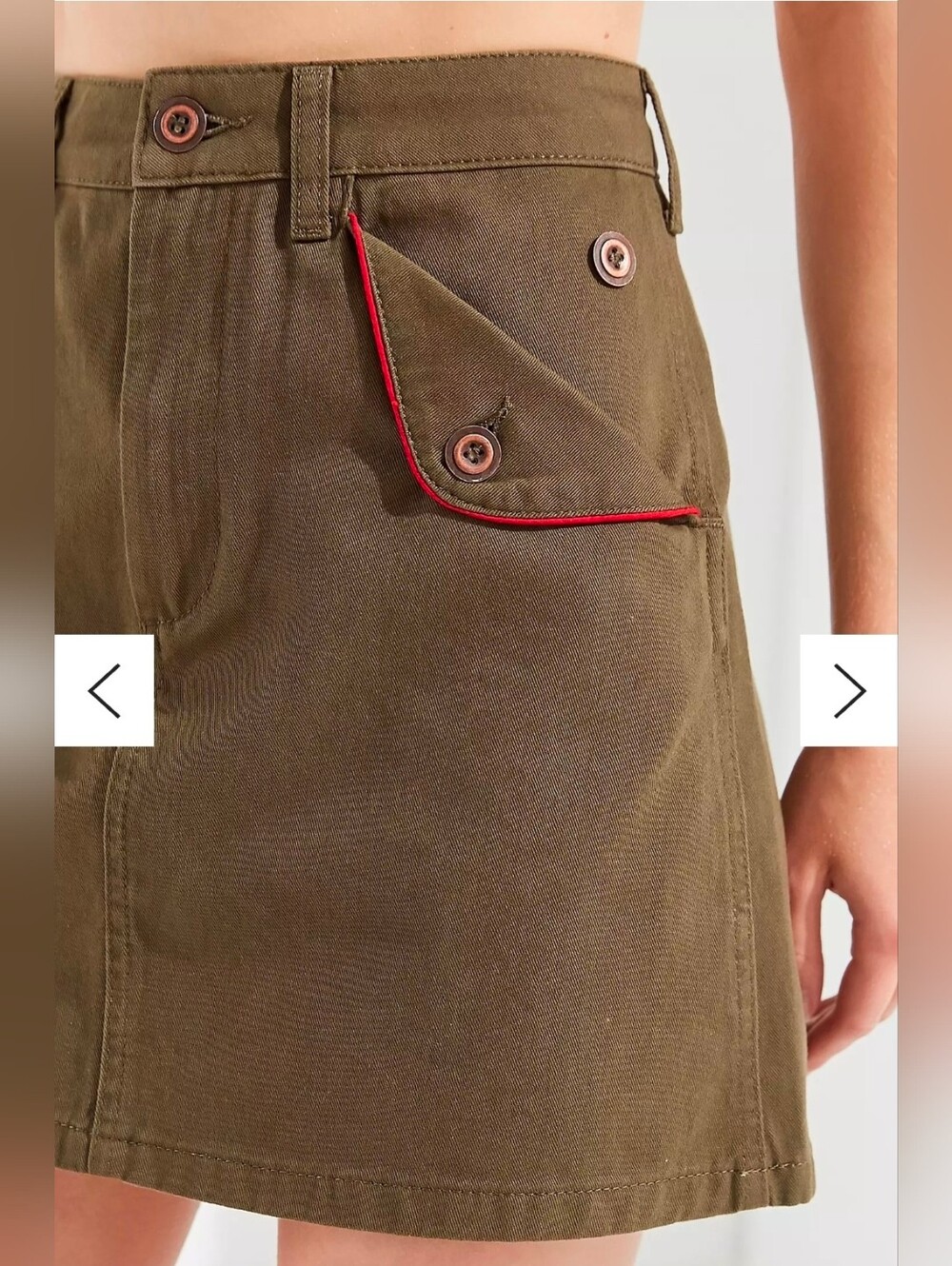 BDG Cadet Green Khaki Twill Mini Skirt XS Military Streetwear Uniform Cotton